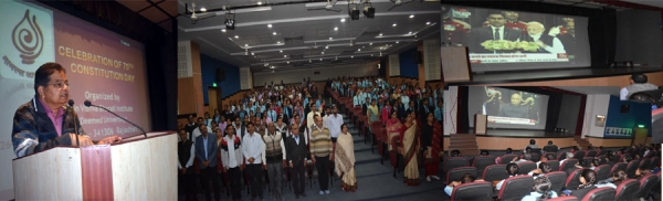 जैन विश्वभारती संस्थान में 70वें संविधान दिवस पर सबको दिलाई शपथ एवं संसद के कार्यक्रम के सीधे प्रसारण का प्रदर्शन